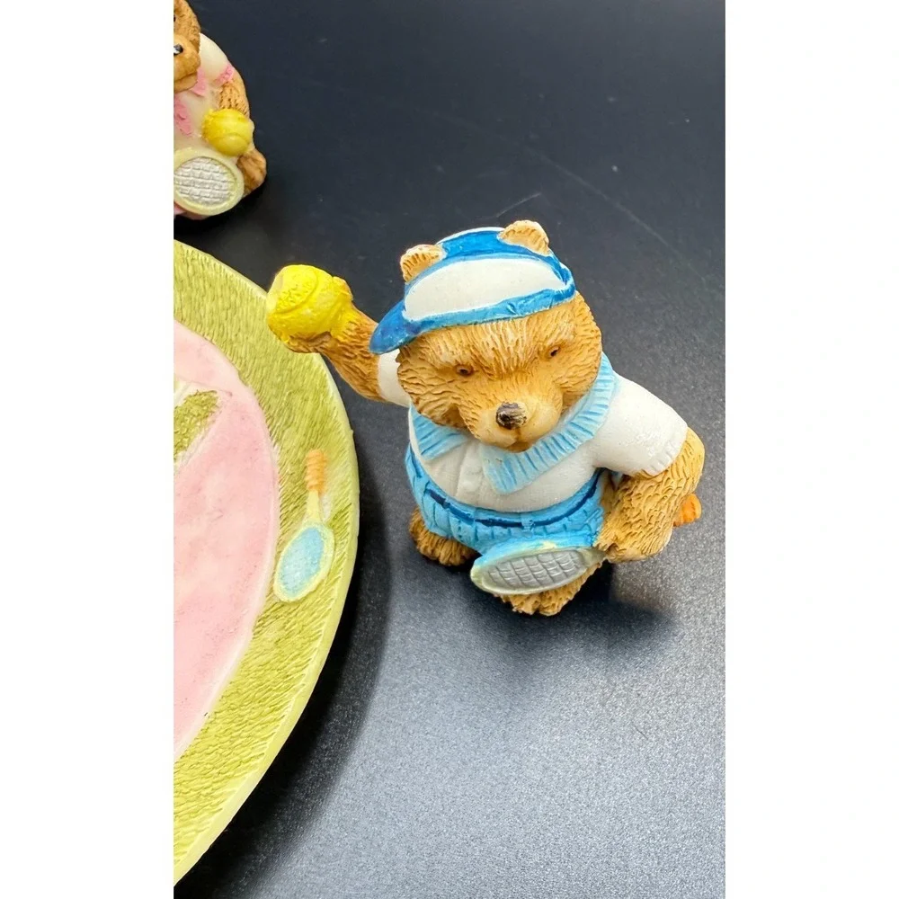 Miniature Popular Imports Tennis Bears Tea Set, Resin, Sports, 1994, VTG